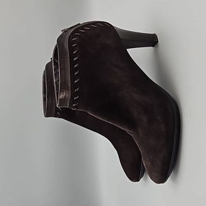 Aquatalia Marvin K Riley Dark Brown Suede Back Zipper Ankle Boots Women 10.5